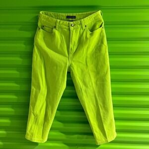 Boston Proper Womens Neon Lime Green Cropped Jeans Size 8 Straight Leg Pants